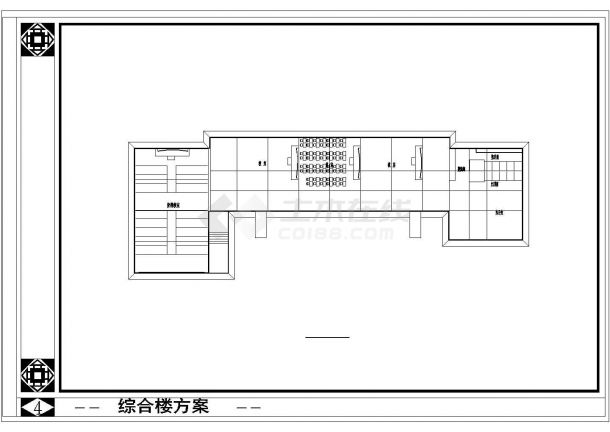 某四层川南风格教学楼建筑设计CAD图纸-图一