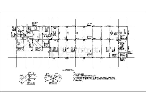 某三层钢筋混凝土框架结构库房及办公楼CAD设计详图-图一