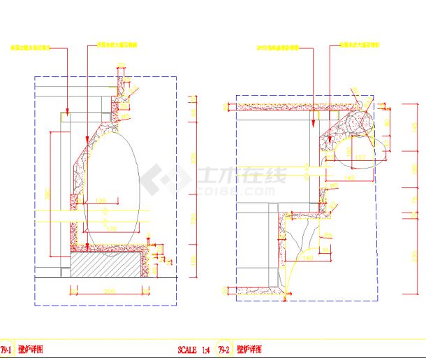 实用的美式别墅壁炉cad设计详图（标注齐全）-图二