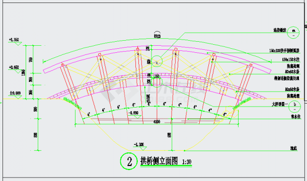 木拱桥景观CAD参考示意图-图二