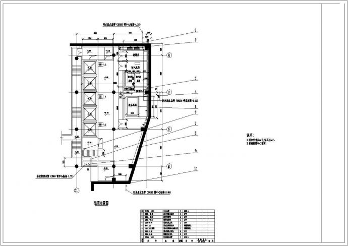 某鼓风机房给水排水施工图纸（CAD）_图1