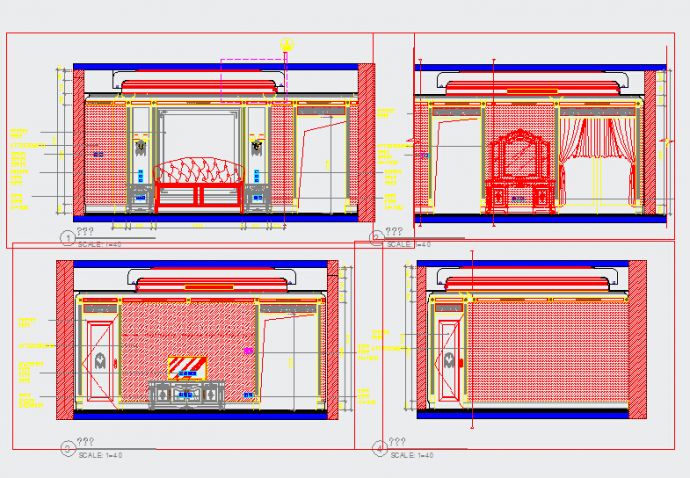 最新版欧式风格别墅立面图主卧室cad设计（标注齐全）_图1