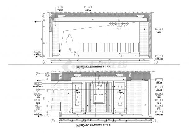 四层欧式风格豪华别墅样板房装修方案CAD图纸-图二