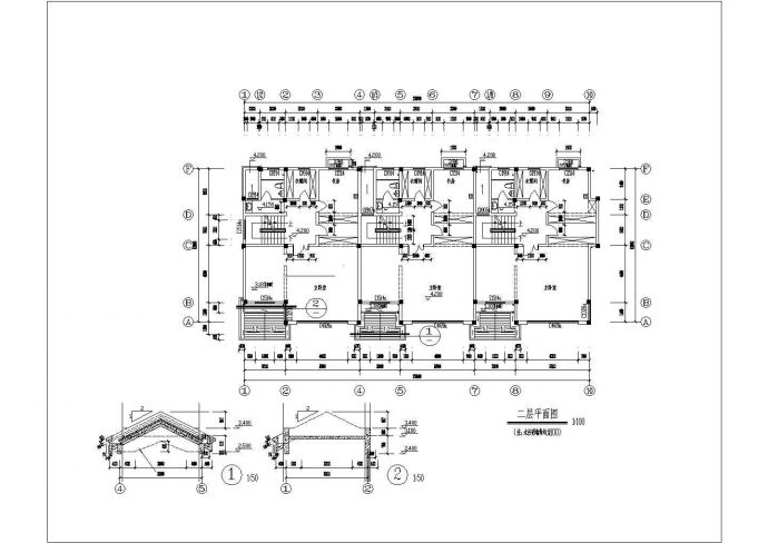 三层框架结构A型别墅建筑施工图，带阁楼、车库_图1