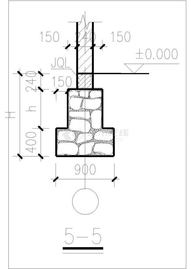 [节点详图]某MU20毛石基础节点构造详图-图二