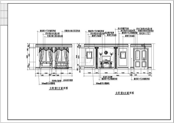 整套欧式别墅建筑装饰施工CAD图-图二