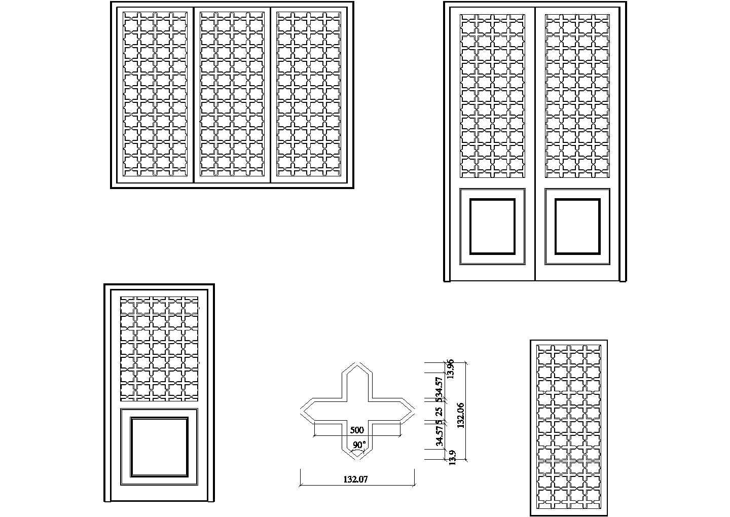 （2016最新门窗cad图库）173个传统门窗花式cad图块