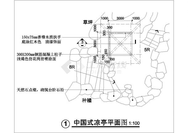 [节点详图]某中国式凉亭建筑结构节点构造详图-图一