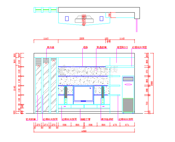 几款非常实用的电视背景墙设计详图CAD设计图-图二