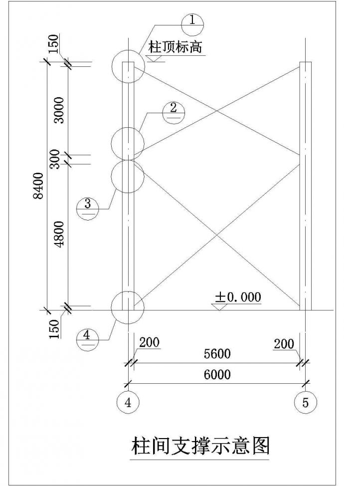 [节点详图]某钢结构柱间支撑大样节点构造详图（cad）_图1