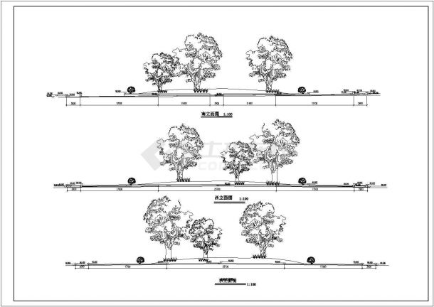园林道路绿化施工图纸（含铺装及小品设施）-图二
