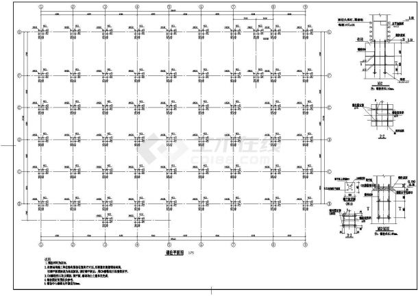 成都企业12层钢框架车间施工cad平面方案图-图二