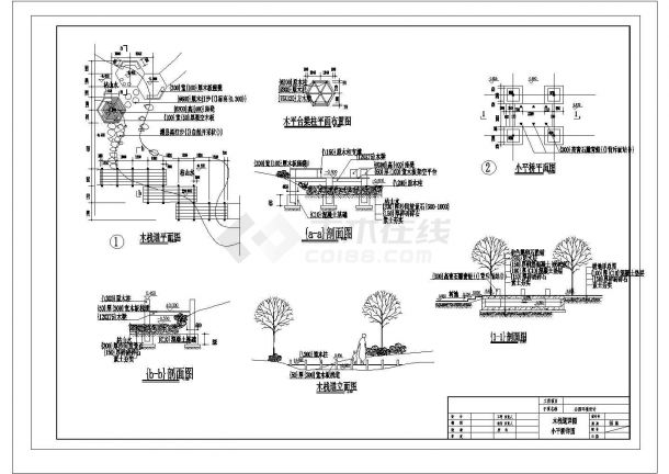 木栈道及小平桥cad施工详图-图一