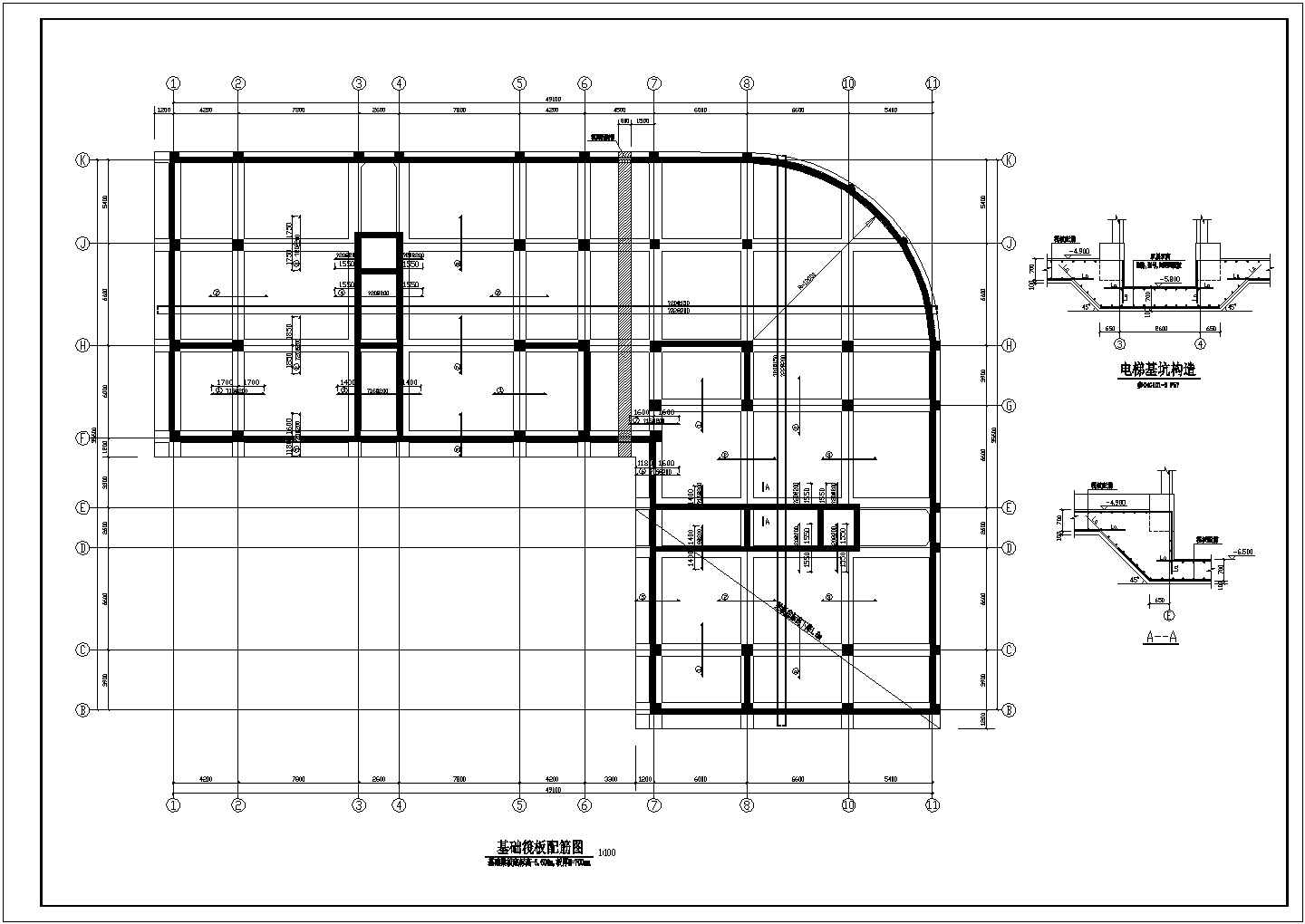 大底盘双塔15及12层综合楼框架抗震墙结构CAD施工方案图