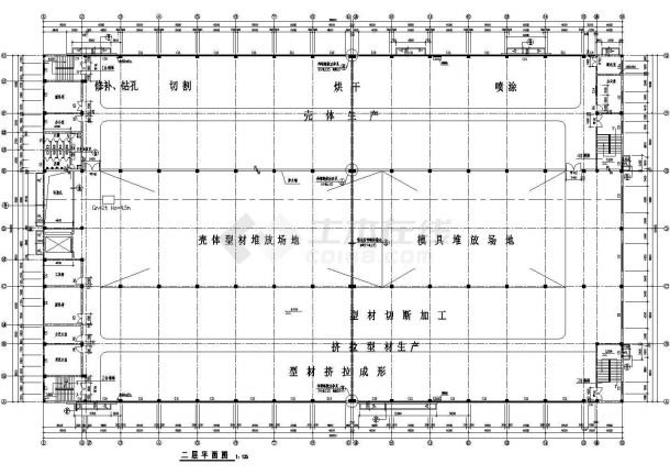 浙江环保节能厂房二层砖混结构建筑施工cad平面图纸（通风采光天窗）-图二