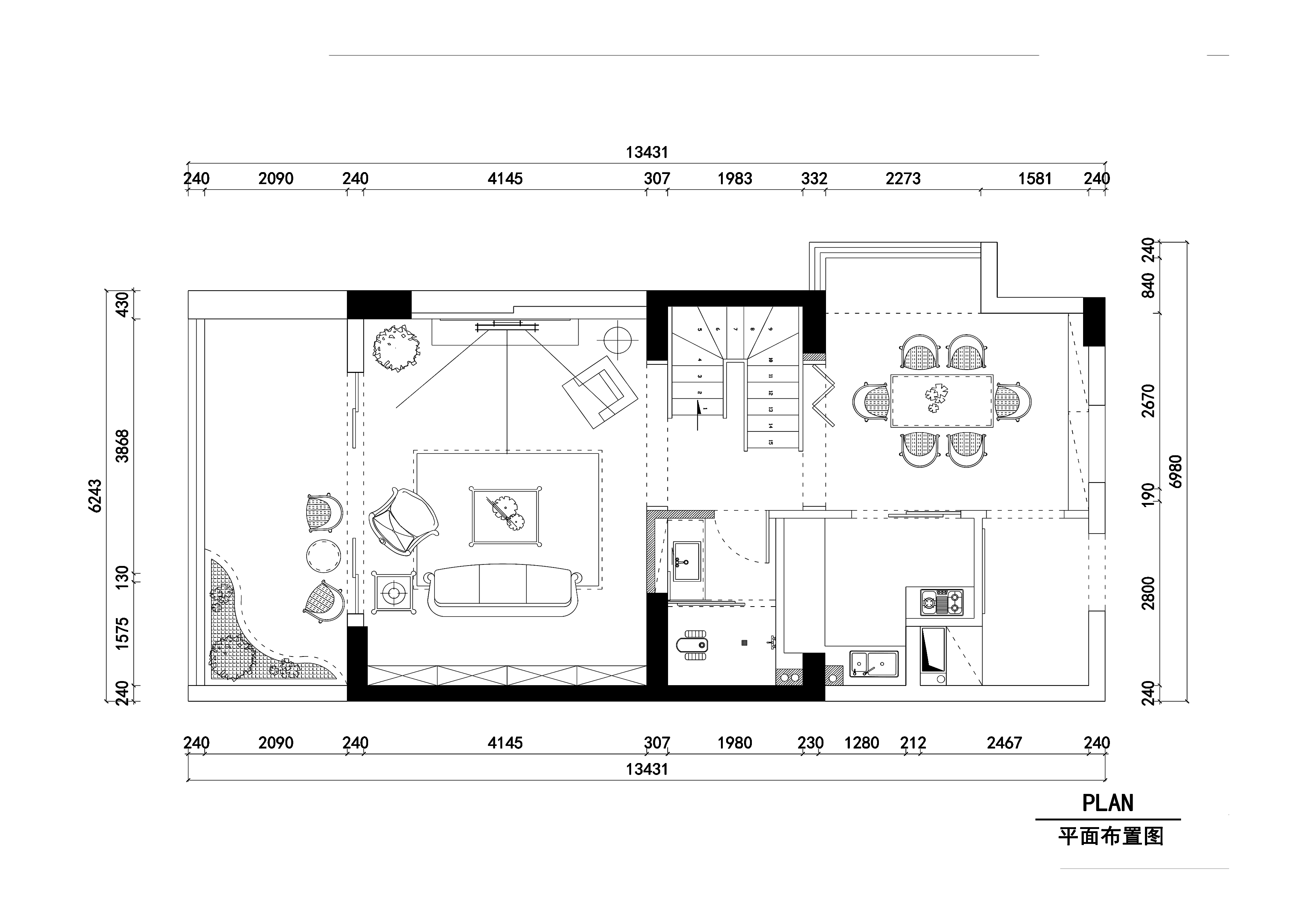 美式二层别墅样板房装修设计施工CAD图纸（附效果图）