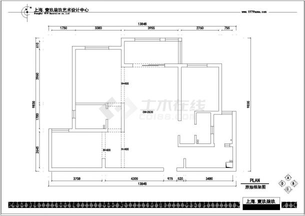 欧式风格两室两厅售楼处样板房装修设计施工CAD图纸（附效果图）-图一