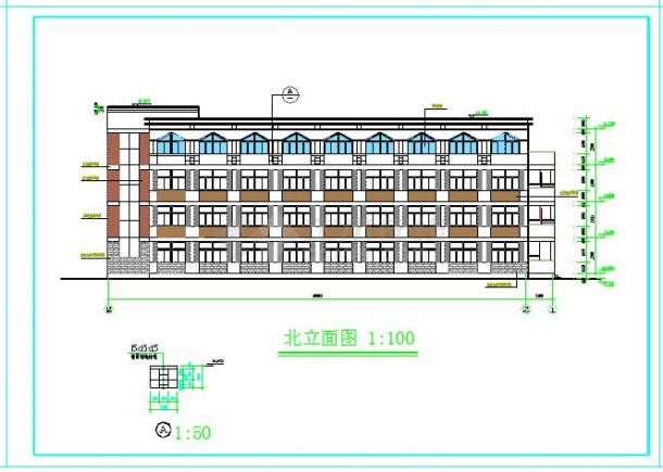 四层砖混学生公寓楼建筑设计cad施工图-图二