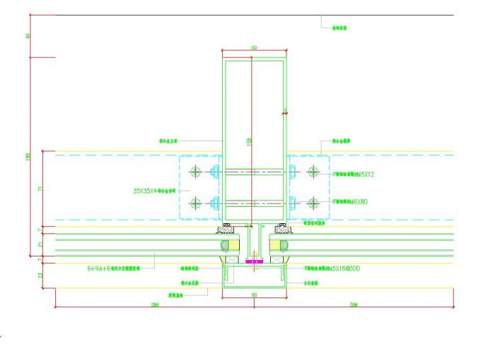 框支承玻璃幕墙施工做法CAD平面图（有框玻璃幕墙）_图1