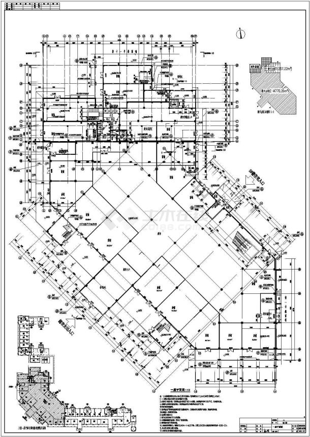 六层框架结构底部商业网点上部住宅结构施工图（含建筑图）-图二