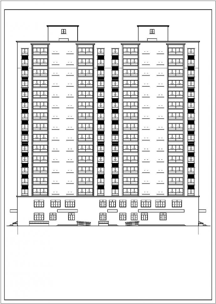 20000多平米一梯四户框架商住楼建筑施工图纸_图1