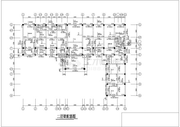 上海7字型五层综合办公楼混凝土结构CAD图纸-图二