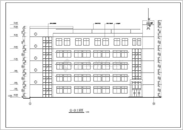 非常详细的某五层中学教学楼建筑CAD设计方案图-图二