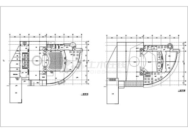 某繁华中型剧场建筑设计CAD方案图-图一