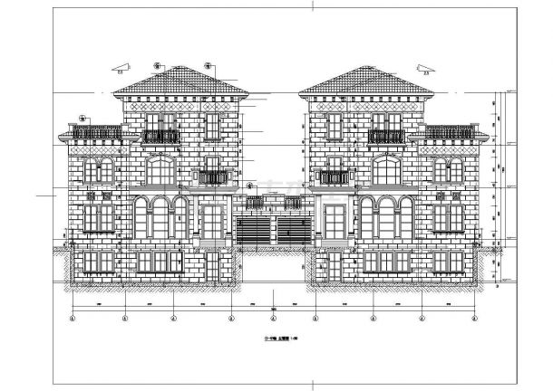 【江苏】3层双拼别墅建筑施工图（含地下一层）-图一