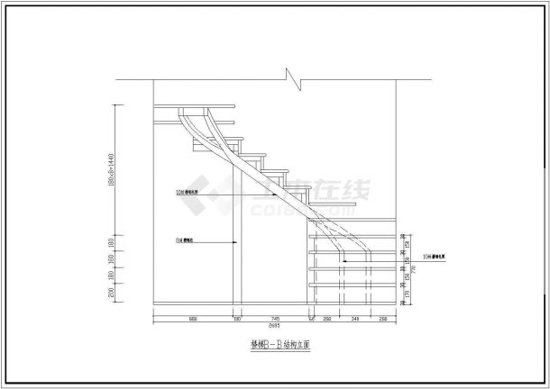 复式标准钢结构楼梯施工做法CAD设计详细图纸-图二