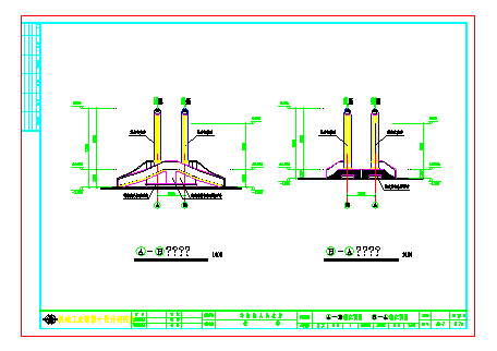 某66m人行悬索桥建筑图纸（CAD）-图一