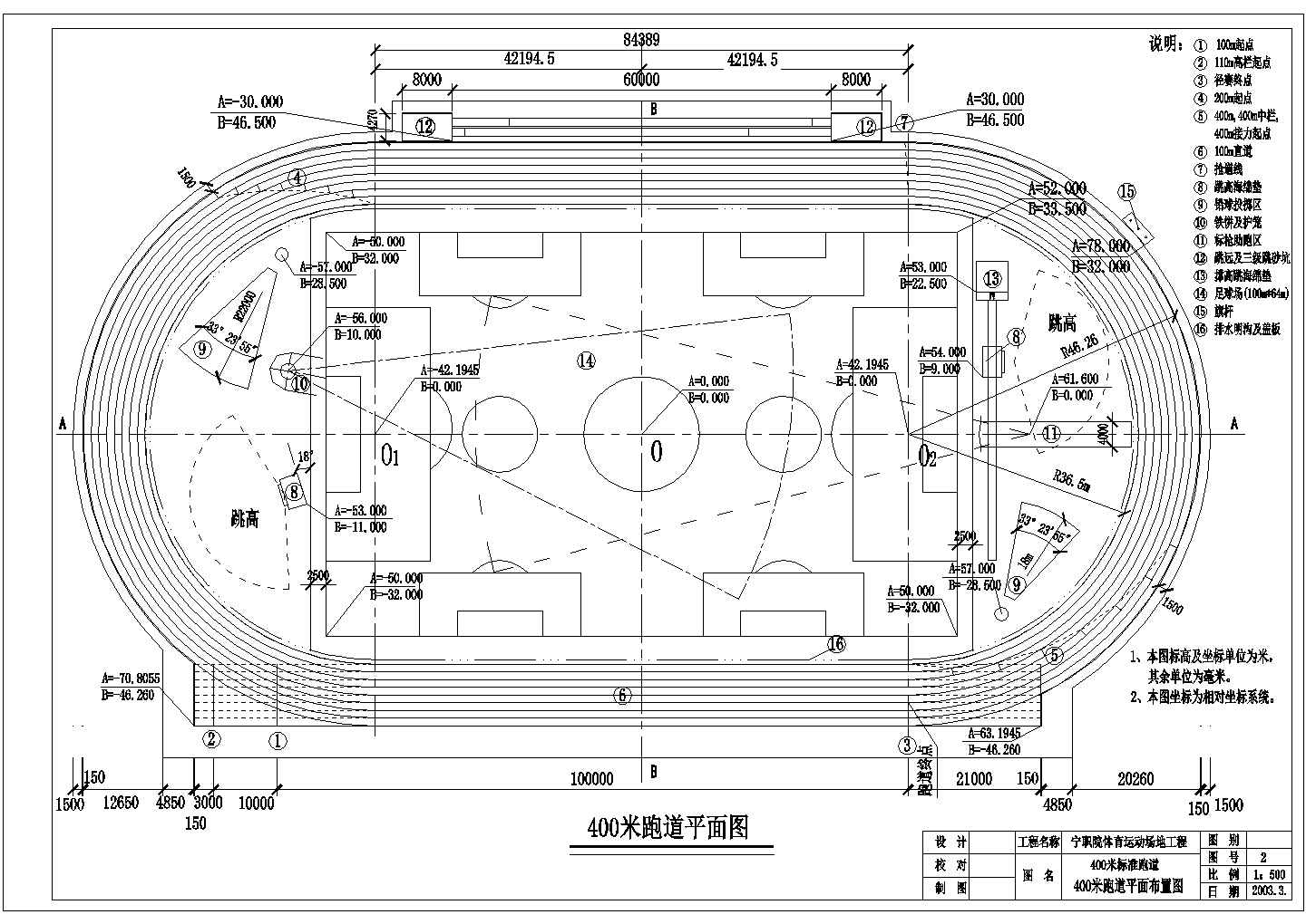 400米跑道及篮排球场建筑cad施工图（2016最新出图）