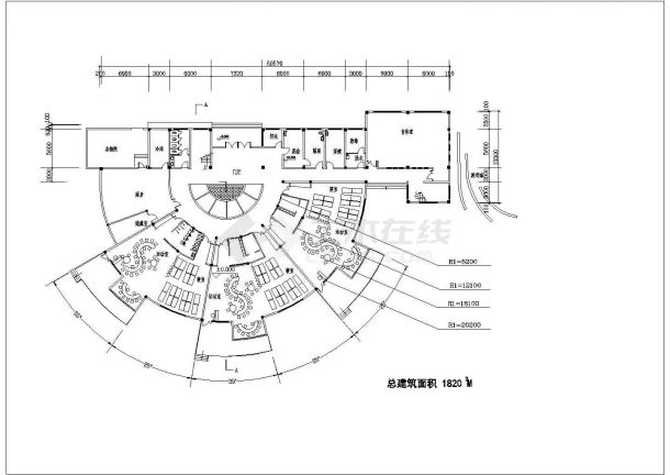 二层红色坡顶洋楼幼儿园建筑设计cad施工方案图-图二