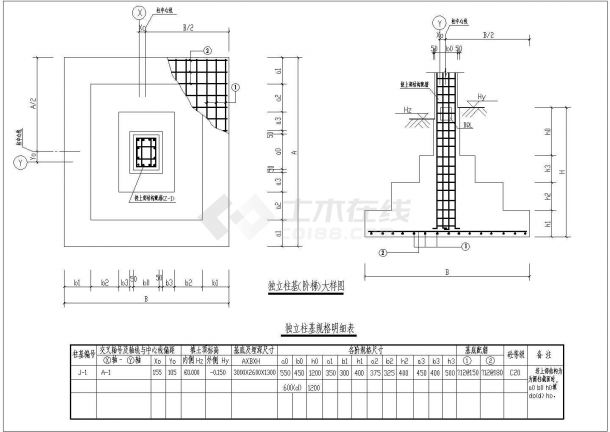 独立柱基结构CAD大样图-图二