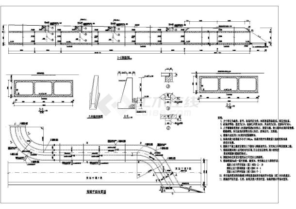 公路三孔箱涵计算全套施工cad方案图-图一