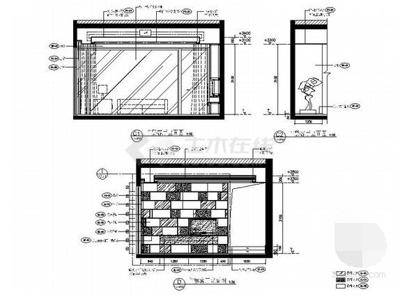 【广东】精品高级现代风格三层别墅室内设计装修施工cad图-图二