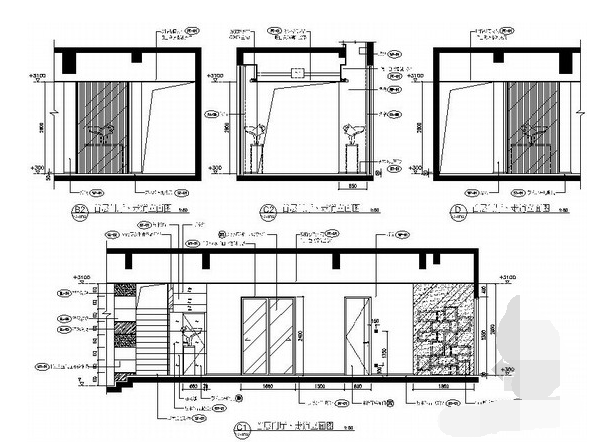 【广东】精品高级现代风格三层别墅室内设计装修施工cad图