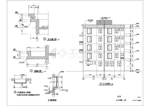 广东四层私人住宅建筑结构全套施工cad方案（带电气给排水）-图一