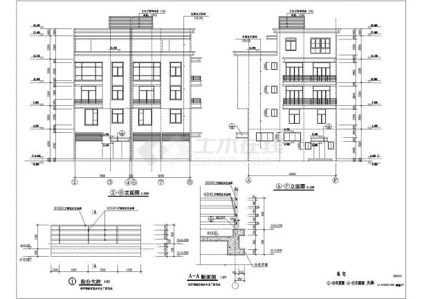 广东四层私人住宅建筑结构全套施工cad方案（带电气给排水）-图二