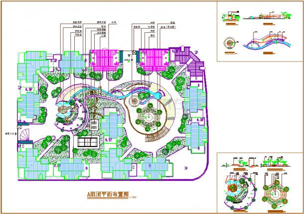 某大型住宅楼盘项目建筑CAD平面绿化规划施工图-图一