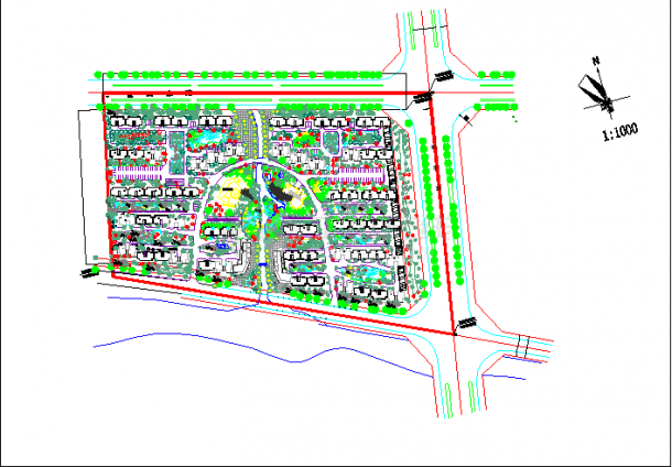 某高档带会所小区建筑规划规划CAD及景观设计图-图一