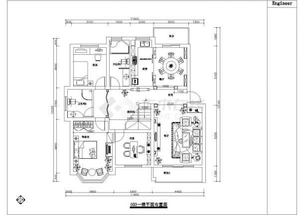 浙江复式住宅欧式古典室内装修设计cad施工方案图-图一