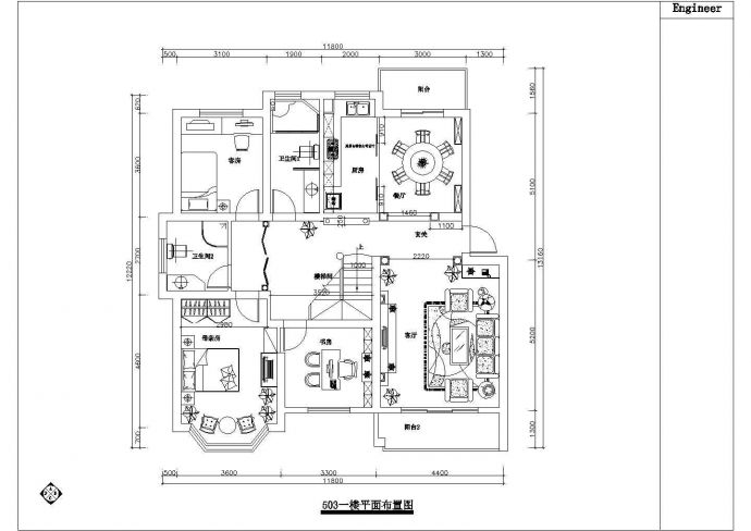 浙江复式住宅欧式古典室内装修设计cad施工方案图_图1