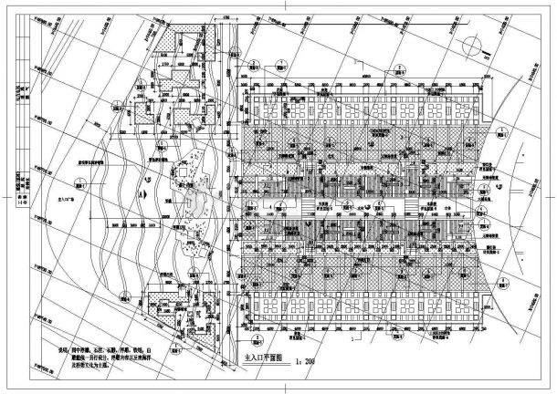 某闹市区繁华公园建筑景观园林规划CAD全套设计施工图（非常精致、标注详细）-图一