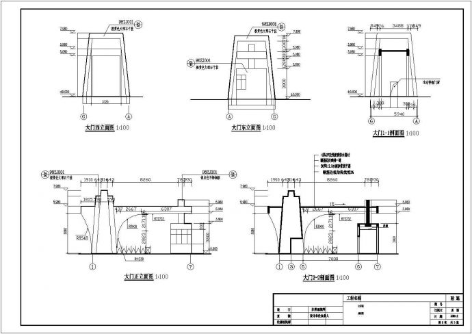 钢结构大门建筑施工图纸（含建筑结构）_图1