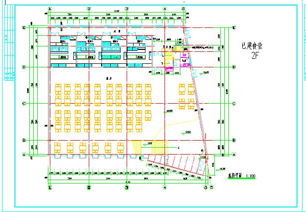 学校食堂建筑施工图CAD详图经典实例_图1