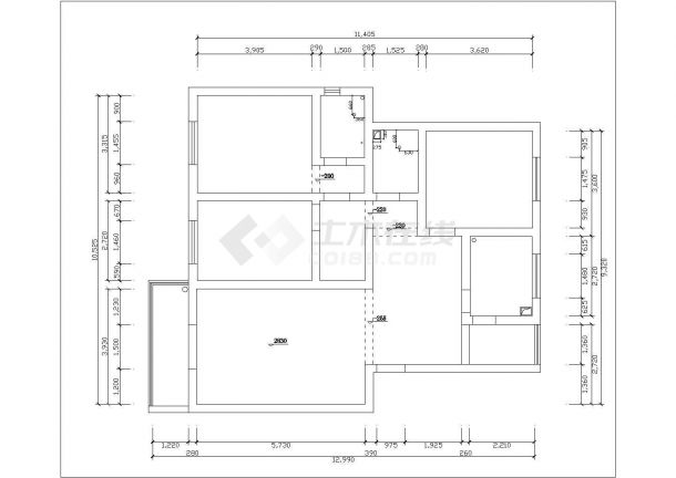通用版三室两厅装修施工cad设计方案图（带小吧台）-图一