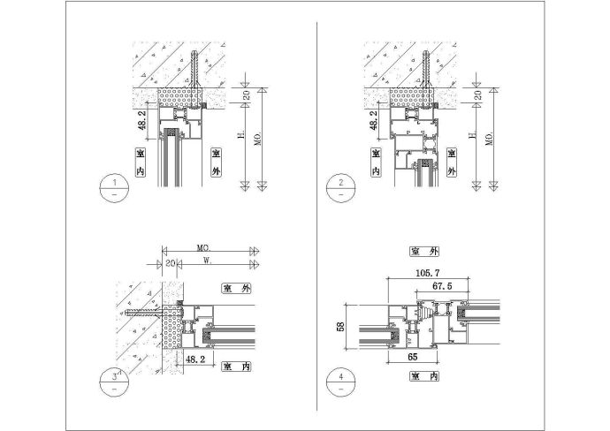 建筑装饰铝合金窗户装修施工cad做法方案图（节点详图）_图1