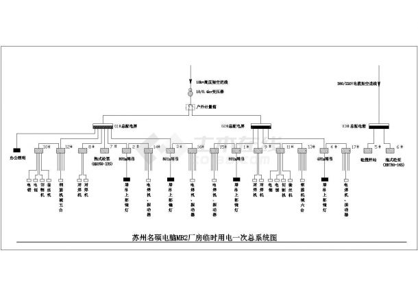 江苏某厂房工程临时用电平面及系统图-图二