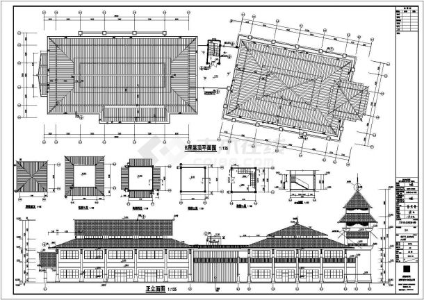 某三层混凝土框架结构商贸楼建筑图纸-图二